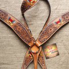 HILASON WESTERN LEATHER HORSE HEADSTALL BREAST COLLAR LOVE HEART W/ ANGEL WINGS