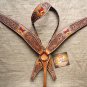 HILASON WESTERN LEATHER HORSE HEADSTALL BREAST COLLAR LOVE HEART W/ ANGEL WINGS