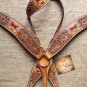 HILASON WESTERN LEATHER HORSE HEADSTALL BREAST COLLAR LOVE HEART W/ ANGEL WINGS