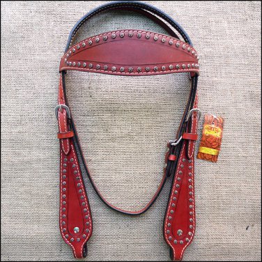 S476M HILASON WESTERN LEATHER HORSE BRIDLE HEADSTALL MAHOGANY
