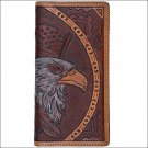 4 1/4 x 3 1/2 3D TAN WESTERN MENS RODEO HAND TOOLD LEATHER WALLET EAGLE DESIGN