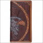 4 1/4 x 3 1/2 3D TAN WESTERN MENS RODEO HAND TOOLD LEATHER WALLET EAGLE DESIGN
