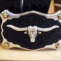 42in. JUSTIN CLASSIC WESTERN GENUINE LEATHER MEN BELT WITH LONGHORN BUCKLE BLACK