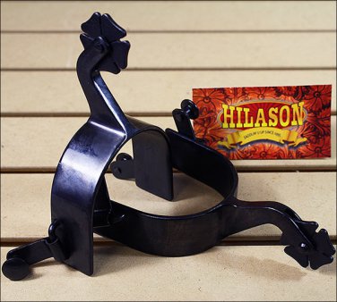 HILASON BLACK STEEL MEN SPURS WITH CLOVERLEAF ROWEL