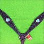 HILASON WESTERN LEATHER HORSE BREAST COLLAR BROWN TURQUOISE BLING HEART CONCHOS