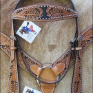 HILASON WESTERN LEATHER HORSE BRIDLE HEADSTALL ACORN TOOL TAN BLACK INLAY