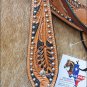 HILASON WESTERN LEATHER HORSE BRIDLE HEADSTALL ACORN TOOL TAN BLACK INLAY