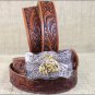 0189B 26 x 1 INCH JUSTIN TAN WESTERN EMBOSSED COWHIDE LEATHER CHILD BELT