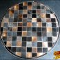 HR135-F HILASON HOME DECOR COWHIIDE HAIR ON LEATHER PATCHWORK ROUND RUGS CARPET