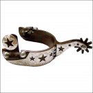 HILASON ANTIQUE BROWN YOUTH SPUR STARS CUT-OUT DESIGN GS ENGRAVED TRIM