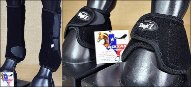 MEDIUM TOUGH1 FRONT LEG VENTED HORSE SPLINT SPORTS BELL BOOTS BLACK