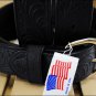 38 inch SILVER CREEK WESTERN SCROLL TOOL LEATHER MANS BELT BLACK MADE IN THE USA