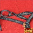 HILASON WESTERN LEATHER HORSE ONE EAR HEADSTALL BREAST COLLAR SET ANTIQUE BLACK