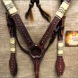HILASON WESTERN LEATHER RAWHIDE BRAIDED BRIDLE HEADSTALL BREAST COLLAR BROWN