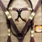 HILASON WESTERN LEATHER RAWHIDE BRAIDED BRIDLE HEADSTALL BREAST COLLAR BROWN