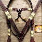 HILASON WESTERN LEATHER RAWHIDE BRAIDED BRIDLE HEADSTALL BREAST COLLAR BROWN
