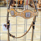 NEW HILASON WESTERN LEATHER HORSE HEADSTALL W/ BREAST CANCER CONCHO  CS09