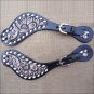 HILASON WESTERN FLORAL HAND TOOLED LEATHER SPUR STRAPS BROWN ANTIQUE