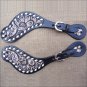 HILASON WESTERN FLORAL HAND TOOLED LEATHER SPUR STRAPS BROWN ANTIQUE