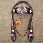 S482 4HILASON WESTERN LEATHER HORSE BRIDLE HEADSTALL BLACK HAND PAINT US FLAG
