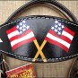 S482 4HILASON WESTERN LEATHER HORSE BRIDLE HEADSTALL BLACK HAND PAINT US FLAG
