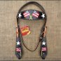 S482 4HILASON WESTERN LEATHER HORSE BRIDLE HEADSTALL BLACK HAND PAINT US FLAG