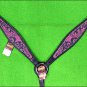 HILASON WESTERN LEATHER HORSE BREAST COLLAR BLACK MAGENTA SWIRLS