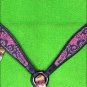 HILASON WESTERN LEATHER HORSE BREAST COLLAR BLACK MAGENTA SWIRLS