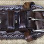 36 in HAND CARVED WESTERN COWBOY LEATHER GUN HOLSTER 45 CALIBER LEFT HAND BROWN