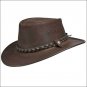 LARGE CONNER HANDMADE BC HATS BAC PAC TRAVELLER OILY AUSTRALIAN LEATHER BROWN
