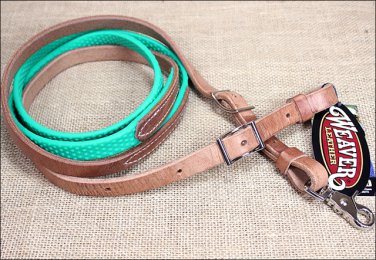 GREEN 8ft WEAVER LEATHER BARREL PLEASURE REIN WITH RUBBER GRIP HORSE ROPING
