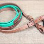 GREEN 8ft WEAVER LEATHER BARREL PLEASURE REIN WITH RUBBER GRIP HORSE ROPING