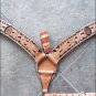 V1 HILASON WESTERN LEATHER HORSE  BREAST COLLAR TAN BLACK HAIR ON INLAY
