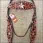 V1 HILASON WESTERN LEATHER HORSE HEADSTALL DARK OIL BLACK HAIR ON INLAY