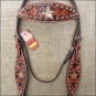 V1 HILASON WESTERN LEATHER HORSE HEADSTALL DARK OIL BLACK HAIR ON INLAY