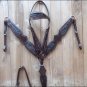 HILASON WESTERN CROCODILE LEATHER HORSE HEADSTALL BREAST COLLAR BROWN BLACK