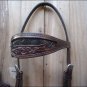 HILASON WESTERN CROCODILE LEATHER HORSE HEADSTALL BREAST COLLAR BROWN BLACK