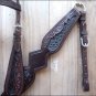 HILASON WESTERN CROCODILE LEATHER HORSE HEADSTALL BREAST COLLAR BROWN BLACK