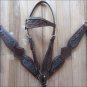 HILASON WESTERN CROCODILE LEATHER HORSE HEADSTALL BREAST COLLAR BROWN BLACK