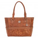 AMERICAN WEST GOLDEN TAN LEATHER LADIES LARGE CARRY ON TOTE HANDBAG PURSE