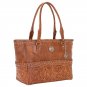 AMERICAN WEST GOLDEN TAN LEATHER LADIES LARGE CARRY ON TOTE HANDBAG PURSE