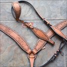 HILASON WESTERN LEATHER HORSE ONE EAR BRIDLE HEADSTALL BREAST COLLAR TAN