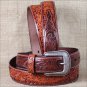 44x1 1/2" 3D TAN MENS WESTERN FASHION FLORAL LEATHER BELT REMOVABLE BUCKLE