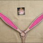 HILASON WESTERN LEATHER HORSE BREAST COLLAR TAN PINK INLAY