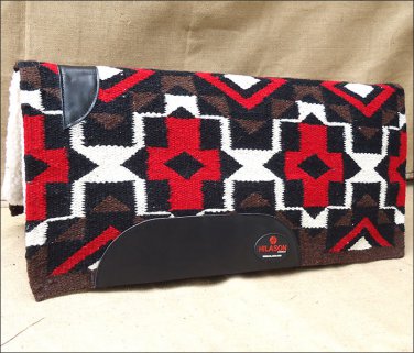 FEP257 MADE N USA HILASON WESTERN WOOL SHOCK BUSTER SADDLE BLANKET PAD BROWN RED