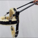 GH106-F HILASON BLACK GENUINE LEATHER X LARGE ASSISTANCE DOG HARNESS WITH HANDLE