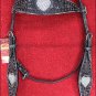 HILASON WESTERN LEATHER HORSE HEADSTALL ANTIQUE BLACK BLING HEART