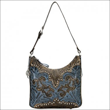 AW915 AMERICAN WEST CHARCOAL BROWN LEATHER LADIES SHOULDER HANDBAG PURSE