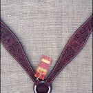 F42 DARK BROWN HILASON WESTERN LEATHER HORSE BREAST COLLAR FLORAL CARVED