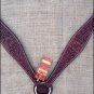 F42 DARK BROWN HILASON WESTERN LEATHER HORSE BREAST COLLAR FLORAL CARVED